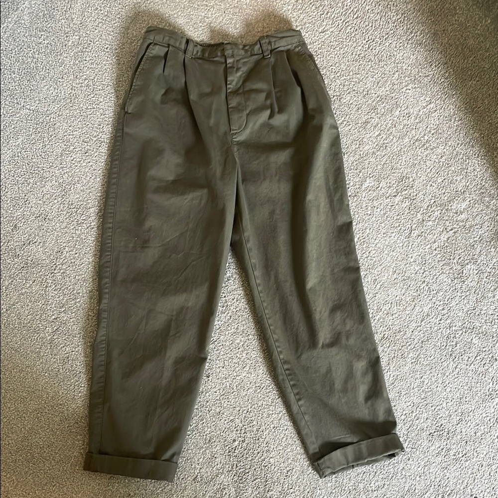 GAP Green Relaxed Fit Trousers Cotton Blend
